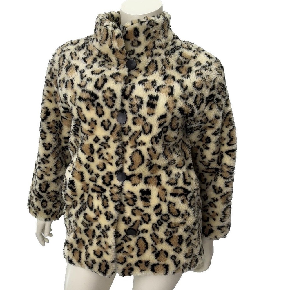 Vintage Princess Leopard Print Coat Faux Fur Mob Wife Glamcore Loud Luxury L